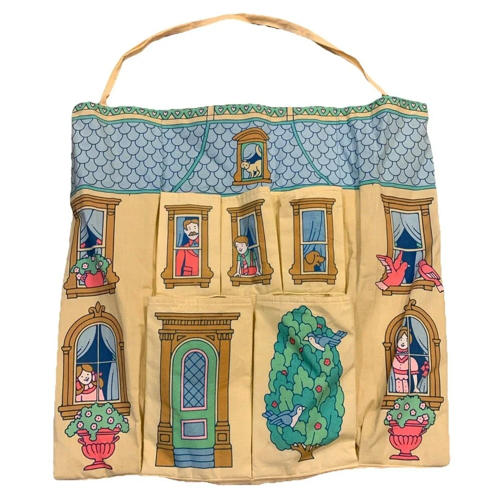 AVON VICTORIAN House All Wrapped Up Cloth Gift Wrap Organizer Hanging 80’s